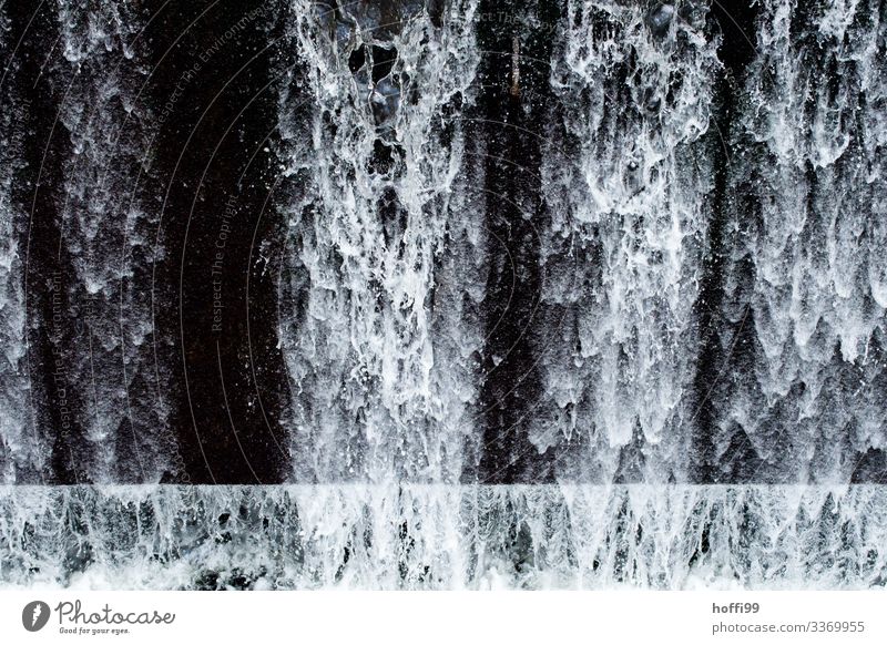 Waterfall with abstract water forms, drops, splashes in front of a black background Elements Drops of water Esthetic Exceptional Dark Fluid Fresh Cold Wet Clean