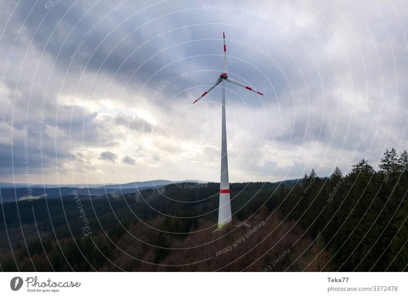 #Windmill in the forest Winter Energy industry Renewable energy Wind energy plant Environment Nature Landscape Forest Esthetic Pinwheel Colour photo