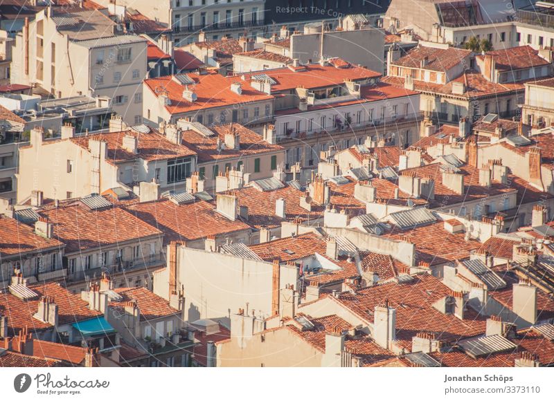 View over the roofs of Marseille Sunlight Light Copy Space top Panorama (View) Colour photo Deserted Day Roof City life Vantage point Travel photography