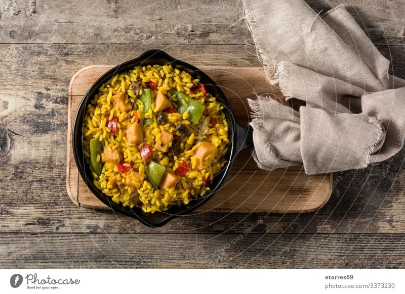 Fried rice with chicken and vegetables on frying iron pan asian Chicken Chinese Cooking Delicious Dish Food Healthy Eating Food photograph Frying Pan Grain