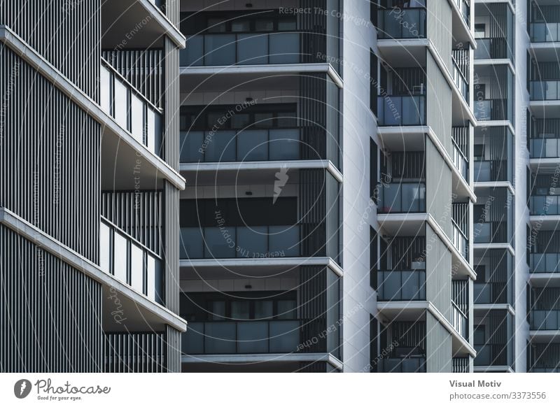 Geometrical view of residential buildings Design Flat (apartment) Building Architecture Facade Balcony Colour windows rows of balconies building facade urban