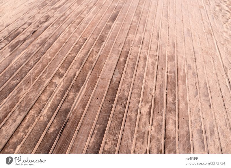 Beach path of wooden planks at sunset on the beach of Deauville Summer vacation Sand Beautiful weather Lanes & trails Wooden floor Wooden board Line Stripe