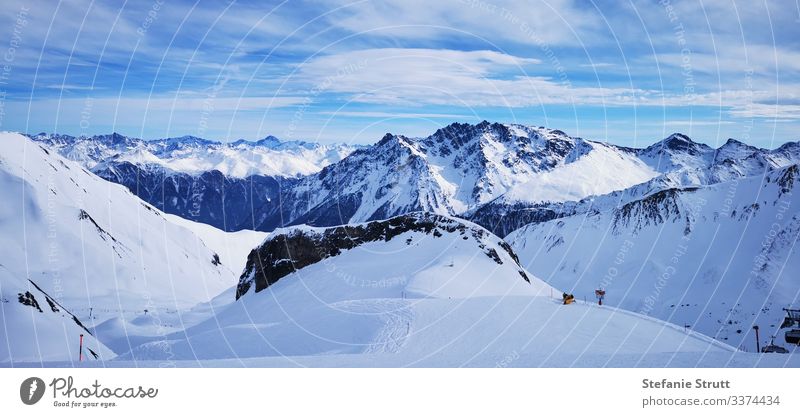sea of peaks in the snow Panorama (View) Light Deserted Movement Far-off places Snowcapped peak Mountain Nature Landscape Sky Alps skis Ischgl Summit Paradise