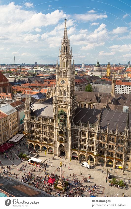 City hall of Munich at Marienplatz, central square in the Munich city centre, Germany. germany Europe Bavaria Town Tourist Attraction Historic Architecture