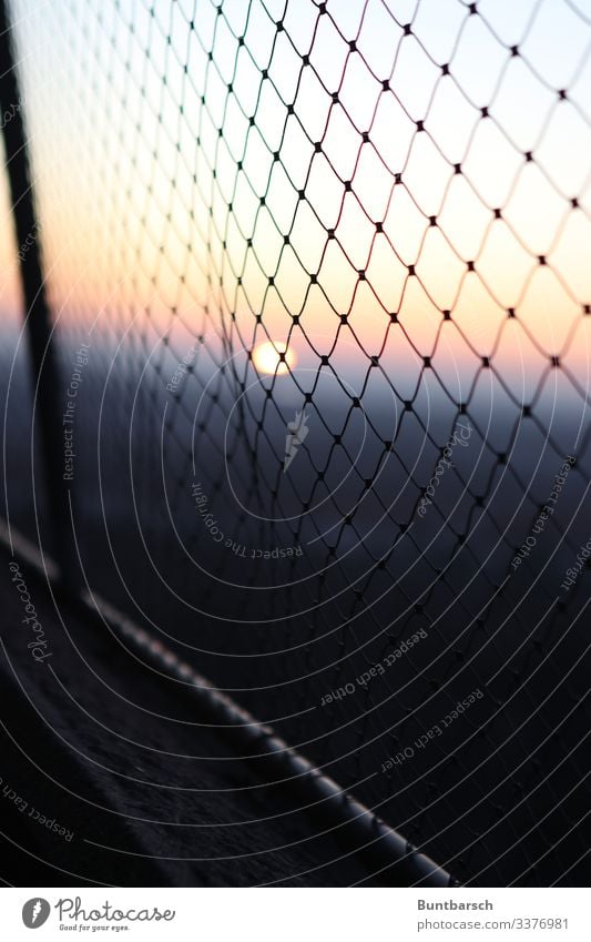 Wire mesh in the sunset safety concept checks Evening Beautiful weather Sunlight Orderliness Testing & Control Wire fence Pattern Colour photo