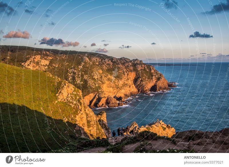 The Atlantic coast south of Cabo da Roca at sunset Vacation & Travel Tourism Summer Ocean Environment Nature Landscape Water Sky Clouds Horizon Spring Coast