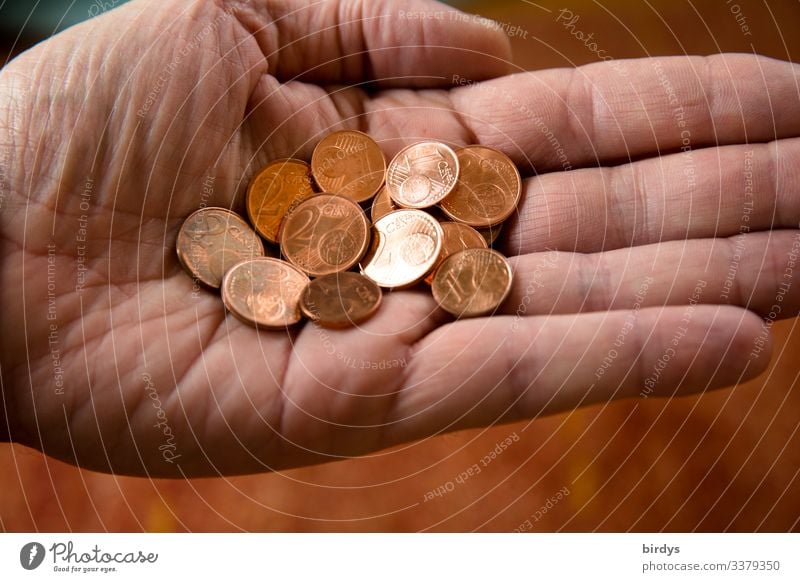 A handful of cent coins Coin Cent Hand Human being Metal Money To hold on Poverty Coins Coinage Palm of the hand Many Senior citizen small change