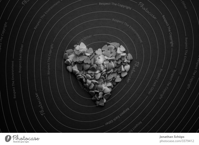 Hearts in the shape of a heart in black and white Abstract black background dark fashion date Date plan Eroticism Joy Spring fever Emotions Love Lovers macro