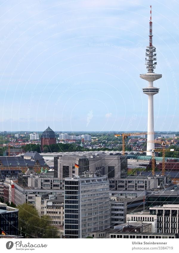 Heinrich Hertz Tower in Hamburg built Television tower Architecture Manmade structures Tourist Attraction Downtown Town Skyline City Port City vantage point