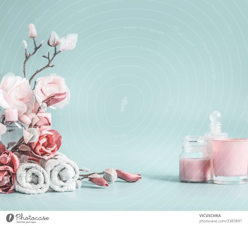 blue and pink flower background