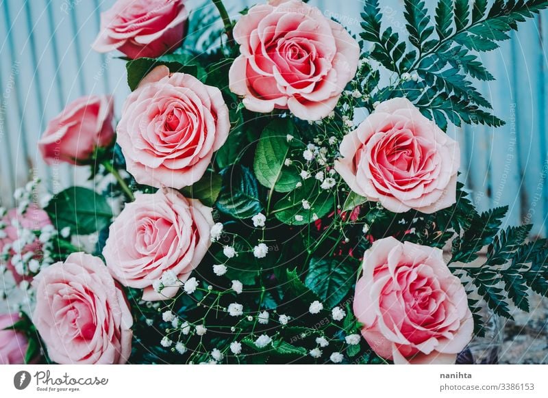 Beautiful Bouquet in Pink Wrapping Paper. Roses and Other Delicate  Beautiful Flowers Stock Image - Image of decoration, nature: 133910413