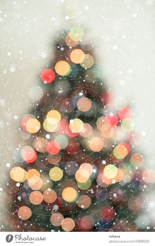 Bokeh Christmas Tree Background With Snowfall A Royalty Free Stock Photo From Photocase