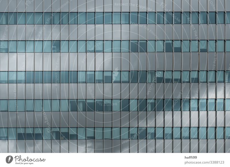 abstract facade with reflecting windows High-rise Bank building Window Facade Building Esthetic Symmetry Surrealism Abstract Light Stagnating Pure