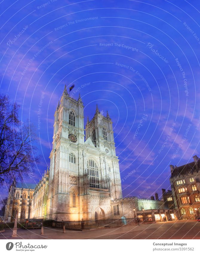 Westminster Abbey at Dusk, London, England. Architecture British Isles Cathedral Christinanity Church Europe Great Britain History Inner London Island Landmark