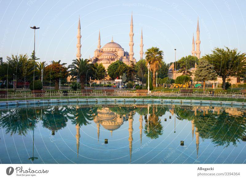 Blue Mosque at Dawn In Istanbul, Turkey mosque blue mosque istanbul turkey historic landmark building religious structure architecture exterior outdoor heritage