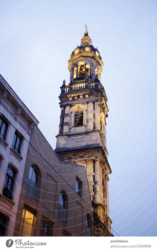 old | Sint-Pauluskerk Antwerp Church Church spire Old Baroque Gothic style Window Twilight Deserted Colour photo Exterior shot Architecture Religion and faith