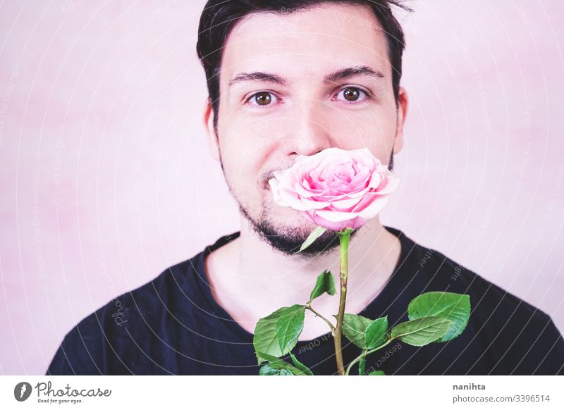 Delicate Image Of A Young Man Touching Nature A Royalty Free Stock