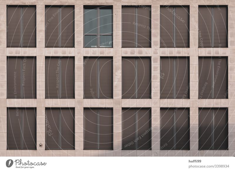 Facade with closed blinds Venetian blinds Window Design Pure Brown Bank building Might closed windows Closed Exterior shot Wall (building) Wall (barrier)