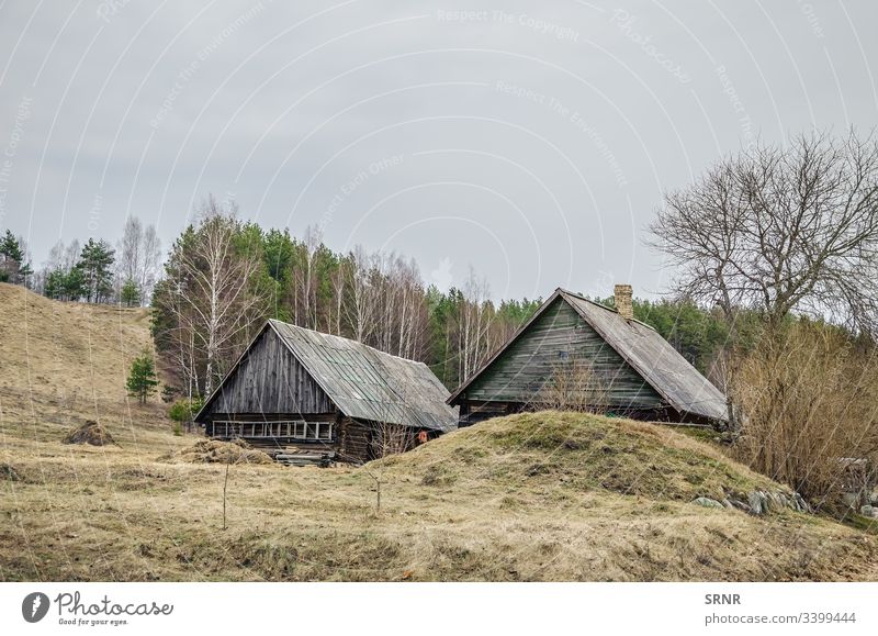 Old Wooden Houses abode agrestic architectural architecture bare tree construction country countryside dwelling dwellings exterior hamlet home house khutor