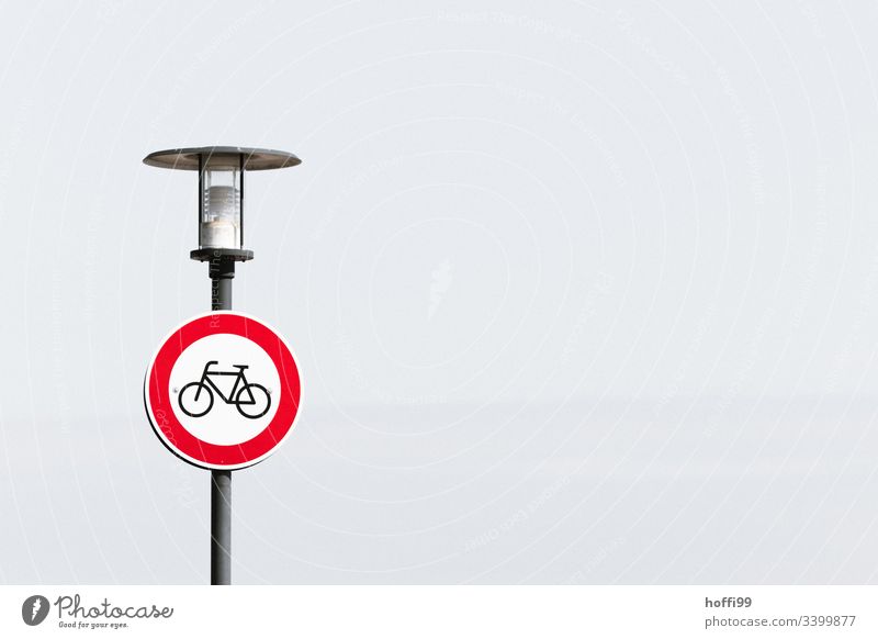 No bicycle passage Road sign No through road Transit prohibited cycle path Wheel Bans Urban traffic regulations StVO white background Neutral background