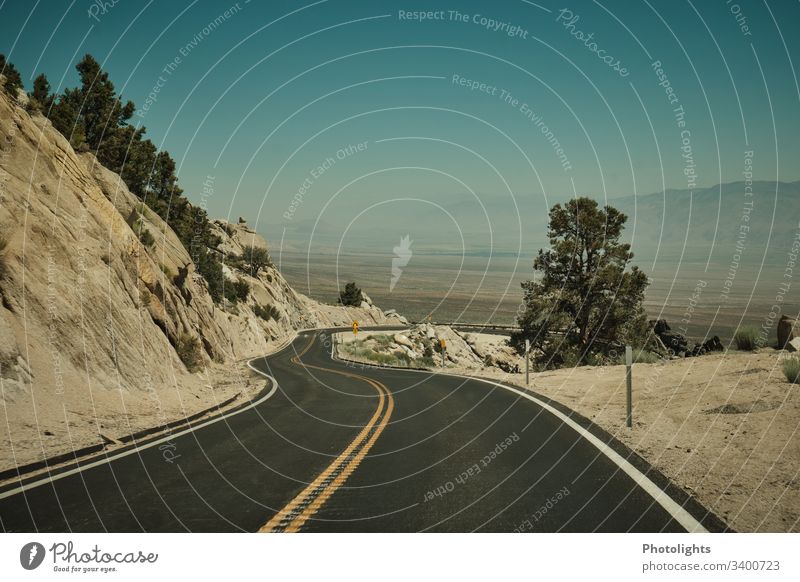 Mountain road - Sierra Nevada - Lone Pine Day Deserted Exterior shot Colour photo mountain USA lone pine California mountain road Mount Whitney Valley Summer