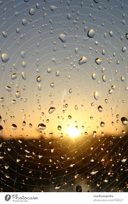 Raindrops at the window Sunset Gale Drops of water Sky Water