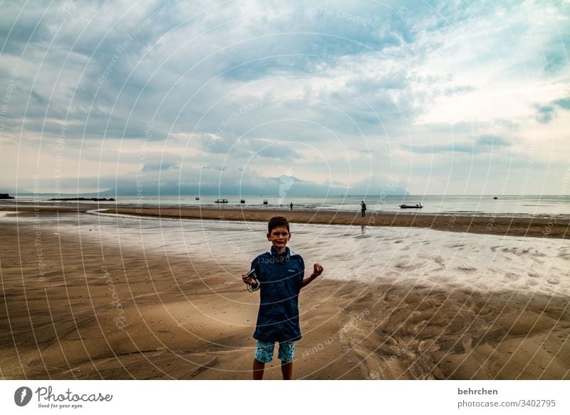 read stories Son Infancy Child Wanderlust Far-off places Vacation & Travel Adventure Clouds Sky coast Beach Borneo Malaya Asia Bako National Park Sarawak