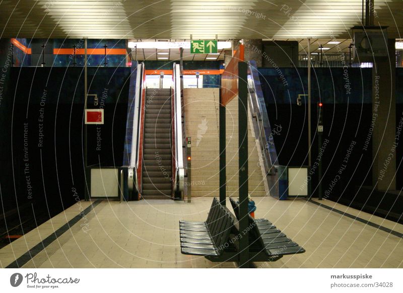 subway station Underground Munich Movement Empty Loneliness Transport Station Logistics Bench sezten Relaxation