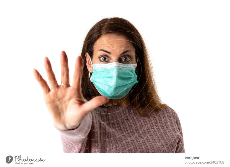 frightened woman wearing a medical mask allergic Coronavirus mask Woman medicine Mask Face flu Virus Epidemic Healthy coronavirus Protection Infection Influenza