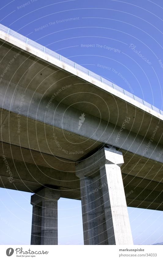 bridge pillar A9 Bridge pier Concrete Worm's-eye view Highway Manmade structures Column Sky Blue Architecture