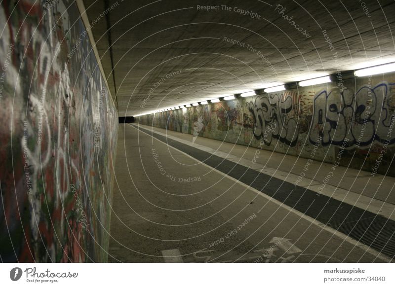 infinite underpass Pedestrian Concrete Dark Light Eerie Black Holes Grating Art Tagger Bridge Underpass Graffiti