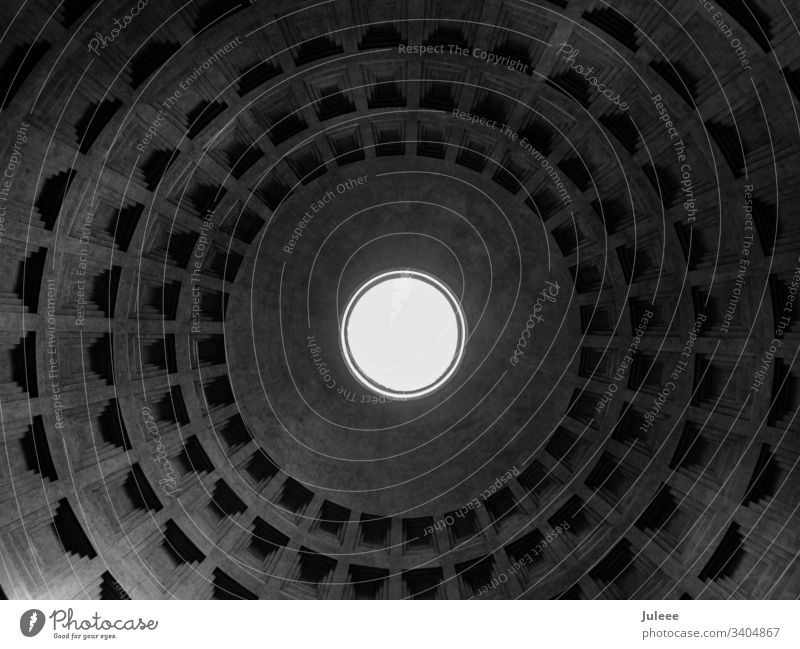Eye of the Gods - Pantheon, Rome Italy Italian Architecture Building Landmark Ancient Old Roman Romany Vacation & Travel Tourism Central perspective Shadow