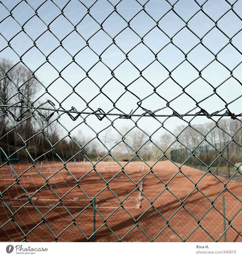 closed Leisure and hobbies Sports Fitness Sports Training Ball sports Sporting Complex Tennis court Spring Beautiful weather Wire netting fence Square Closed