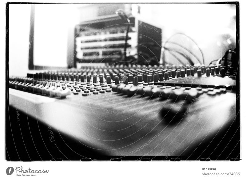 mixed Workshop Blur Macro (Extreme close-up) Close-up Mixing desk Music Detail depth blur Black & white photo black Technology
