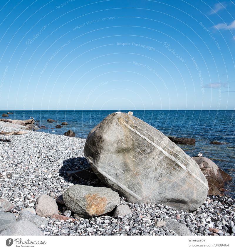 Stones and sea Baltic Sea Ocean Beach Water Sky Vacation & Travel Day Coast Colour photo Exterior shot Nature Landscape Mecklenburg-Western Pomerania Horizon