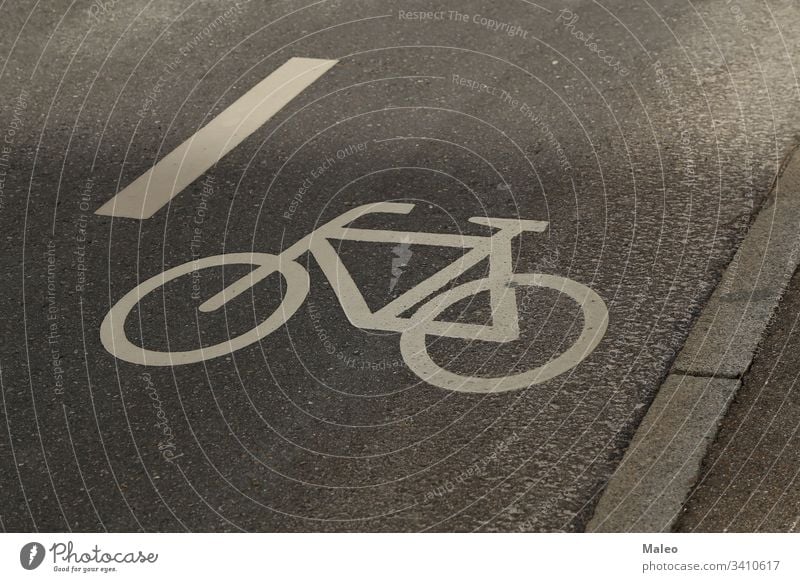 Separate cycle path for cycling. Bicycle icon on the pavement. safety road biking outdoor pathway symbol travel bike asphalt bicycle direction ground route sign