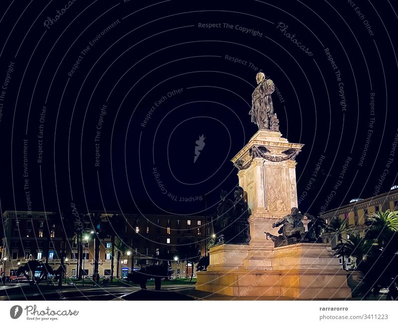 the monument with the statue of Cavour in the center of Piazza Cavour in Rome rome italy piazza cavour sculpture history italian Night Famous Place Architecture