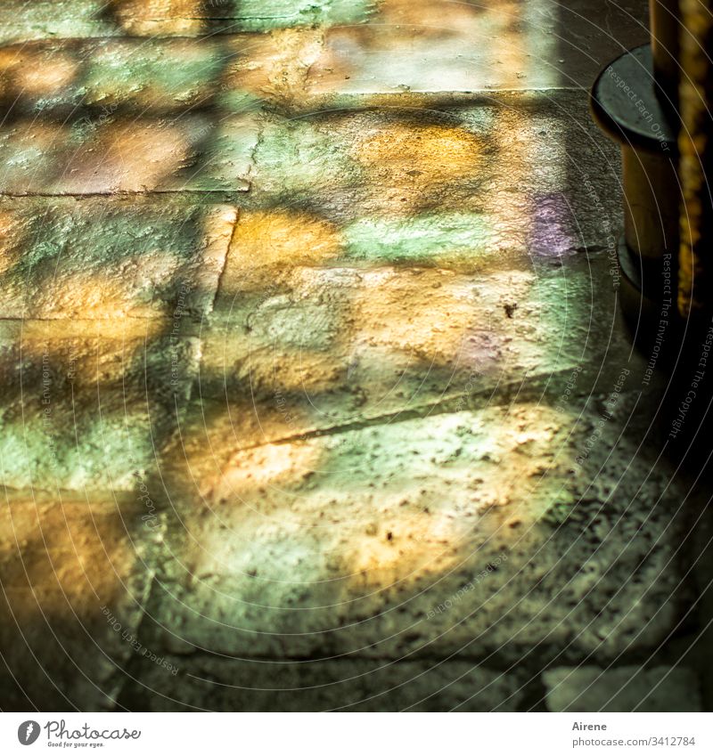 grey paving stones, seen in the right light Blur Light (Natural Phenomenon) Reflection Day Deserted Interior shot Colour photo Religion and faith Mysterious