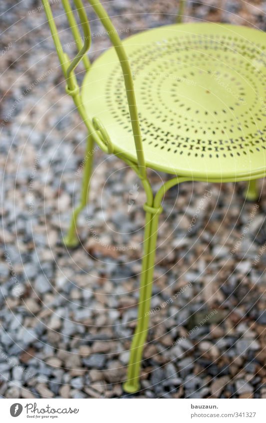 yellow-green. Garden Park Terrace Stone Metal Ornament Sit Yellow Gray Green Colour Joy Nostalgia metal chair Chair Gravel Bar Beer garden Colour photo