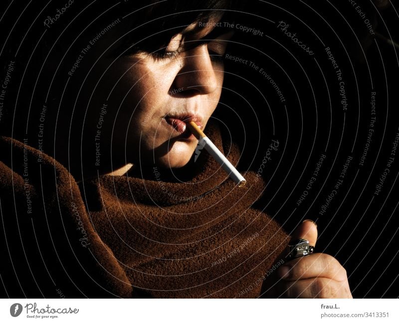 "You like smoking, beautiful woman?" giggled the lighter and refused to light the cigarette she had stuck between her lips. Woman Beautiful Young woman Feminine