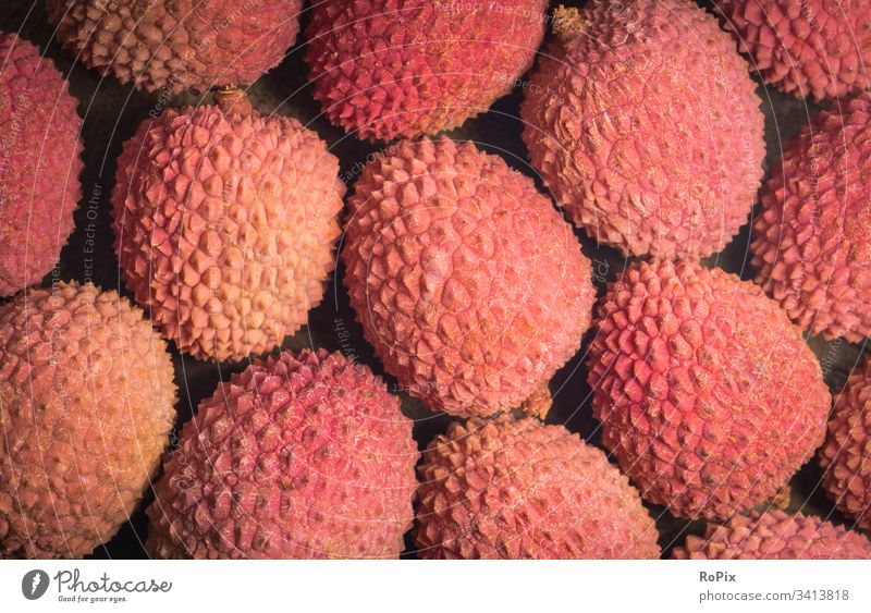 Background of tropical fruits. Litchi Fruit Asia soap tree plant Litchi Plum Love fruit Lychee soapberry vitamins food products Nutrition Eating Exotic Vietnam
