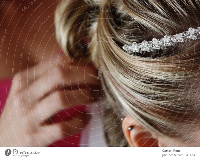 It's almost time... Hair and hairstyles Accessory Jewellery Piercing Hair circlet diadem Blonde Touch Glittering Esthetic Thin Feminine Love Hand Wedding