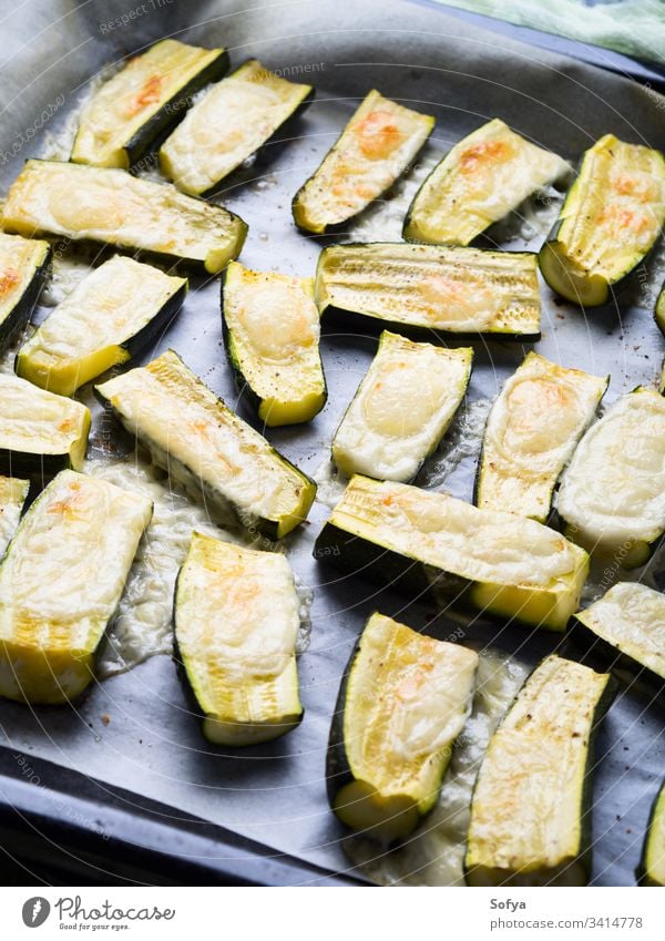 Zucchini baked with herbs and cheese zucchini vegetable melt eat parchment italian snack sidedish vegetarian easy recipe cook food green Vegetarian diet Basil