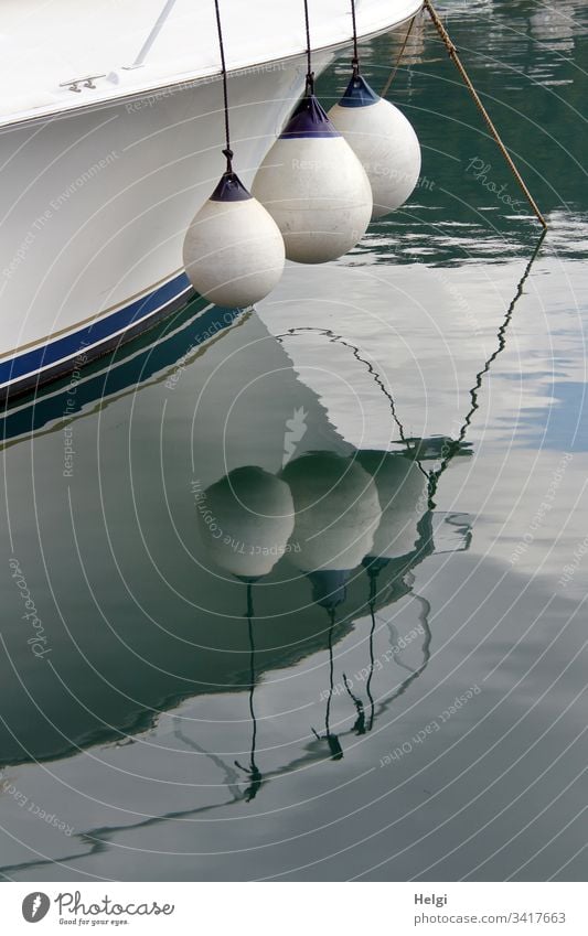 Detail of a ship with spacers and reflection in the water Navigation Exterior shot Harbour Maritime Watercraft Deserted Sailing ship Vacation & Travel Ocean