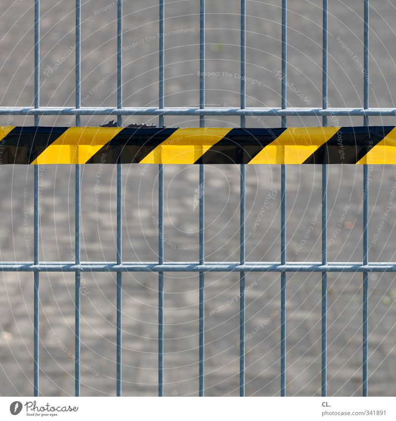 cordon Construction site Deserted Street Yellow Black Responsibility Attentive Dangerous Considerate Threat Protection Safety Bans Fence Hoarding flutterband