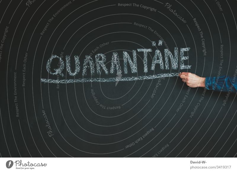 Coronavirus quarantine word underlined coronavirus Quarantine output lock karantäne Precuation point interdiction Hand Virus Word Infection Risk of infection