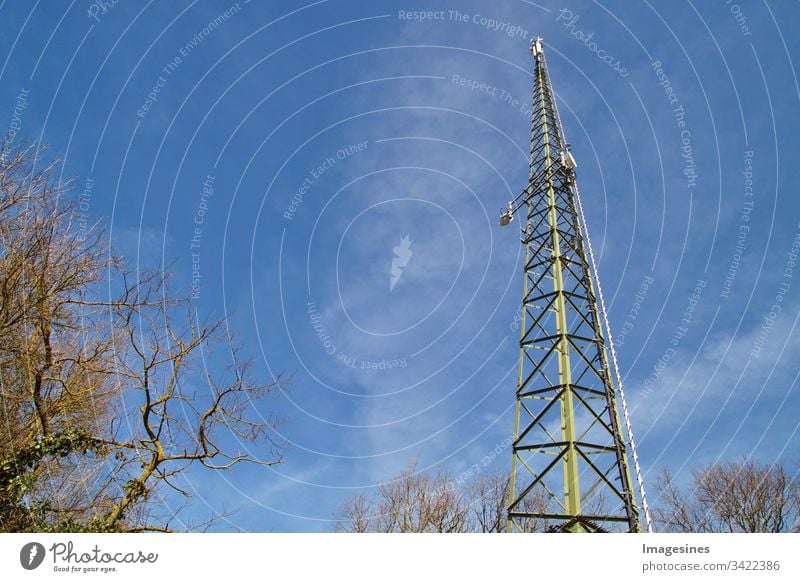 radio antenna in the forest, radio telecommunication mast TV antennas, blue sky, radio antenna Antenna Blue sky Radio Radio antenna Industry Tower Pole Computer