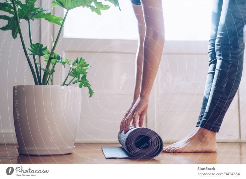 Close-up of beautiful young Caucasian female athlete exercising