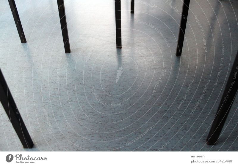 Table legs table leg floor Wait Chair leg structure Pattern linear Line Black Turquoise Colour photo Deserted Floor covering Day Interior shot Shadow Brown