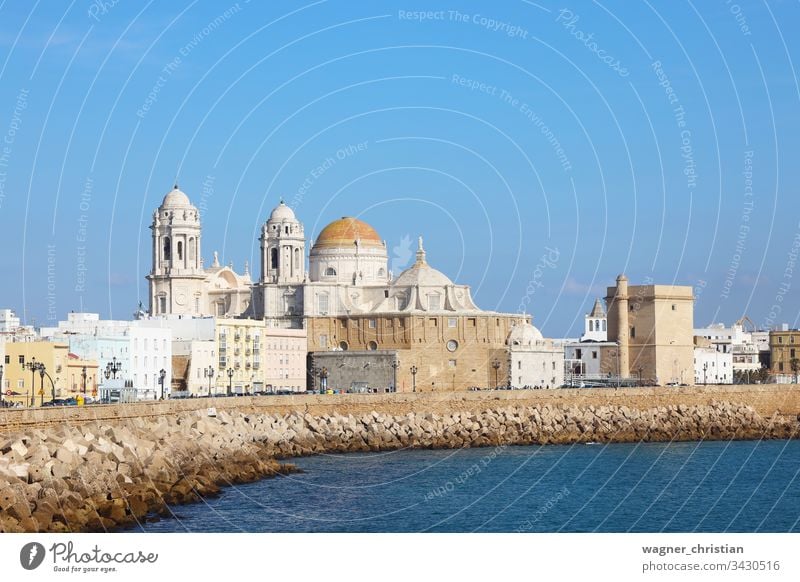 Cadiz cadiz cityscape promenade seafront view town cathedral shore seaside summer water andalusia spain europe travel architecture tourism spanish landscape